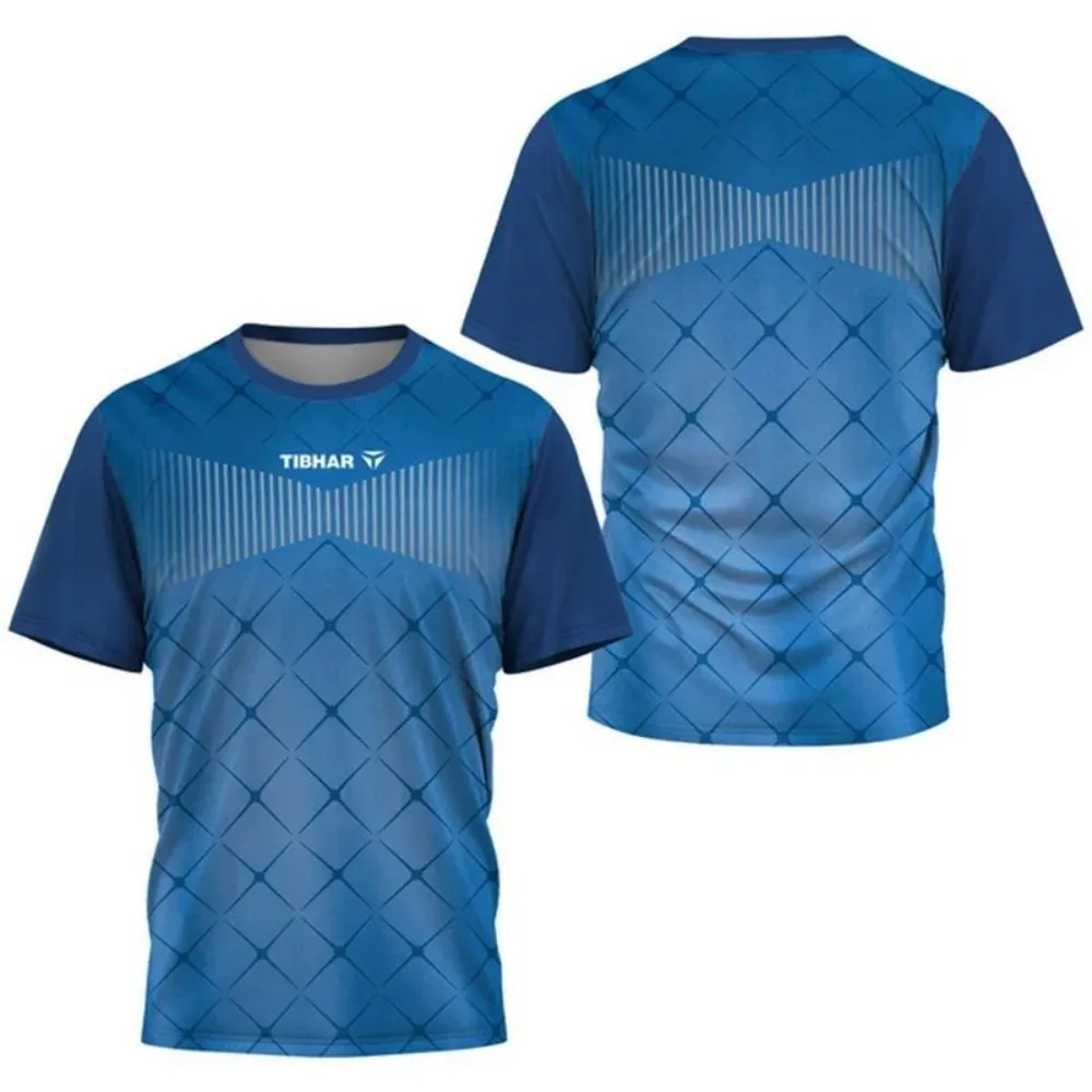 Badminton Jersey - เสื้อยืดกีฬาแขนสั้นผู้ชาย พิมพ์ลาย 3 มิติ ผ้าตาข่าย แห้งเร็ว