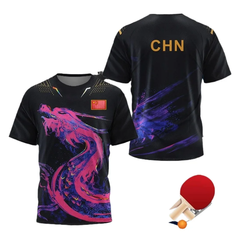 Badminton Jersey - เสื้อยืดลายกราฟิก CHINA Dragon สำหรับผู้ชาย เสื้อผ้าแฟชั่น เสื้อยืดกีฬาแบดมินตัน