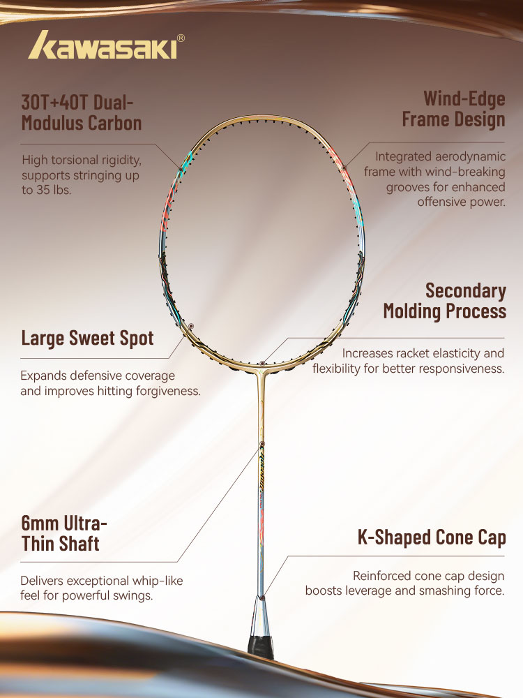 ไม้แบดมินตัน Kawasaki CHOCOLAT - Badminton Racket Carbon บทวิจารณ์และราคา